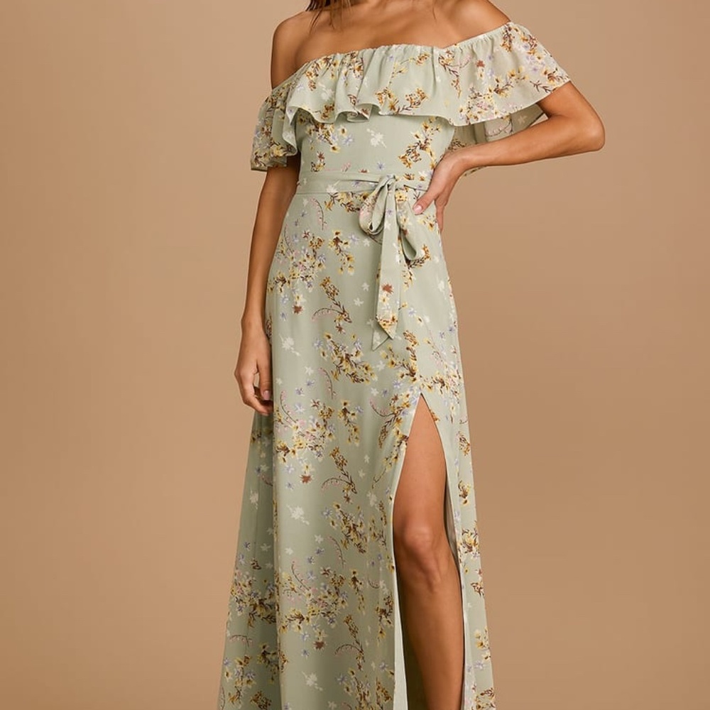 Light Green Floral Dress Lulu’s Medium